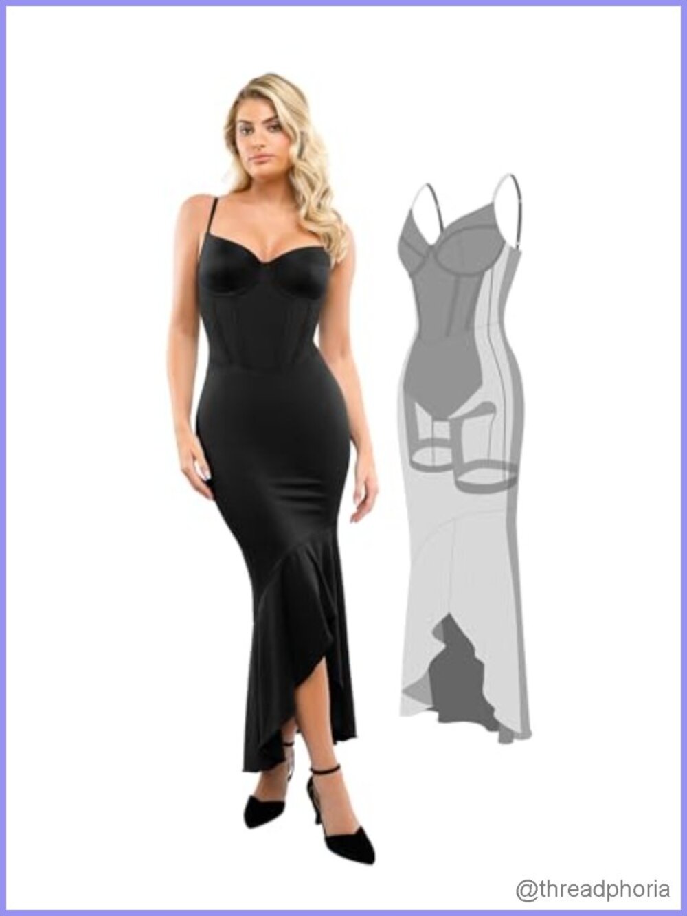 Formal Deep V Neck Maxi Dress with Built-in Shapewear
